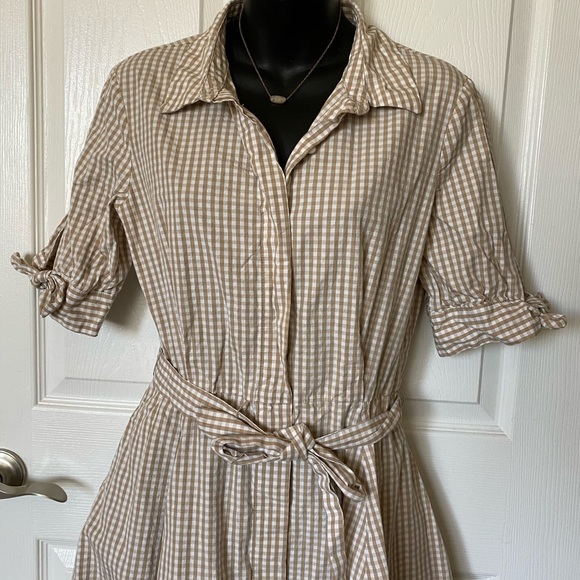 Calvin Klein Brown & White Plaid Midi Dress - Picture 11 of 16